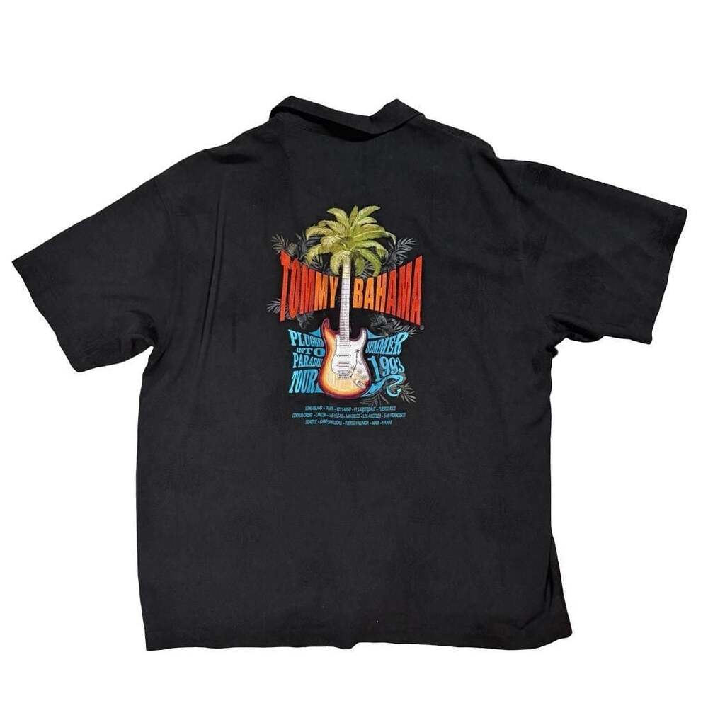Tommy Bahama Plugged Into Paradise Tour 1993 100% Silk Camp Shirt